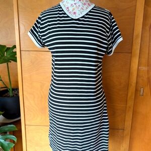 Vintage 1990s Striped Cotton Midi Dress Size Large